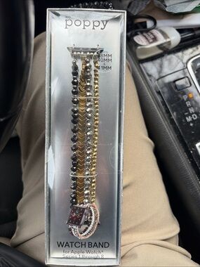 Black and Gold Triple-Strand Watch Band for Apple Watch